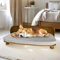 Binopaw elegantiška šunų sofa su mediniu rėmu, paaukštinta lova augintiniams, kačių sofa šunims ir dideliems katinams iki 20 kg, 83 x 57 cm