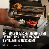 Enders Plancha grilio plokštė, emaliuotas ketus, optimalus šilumos sulaikymas ir paskirstymas, integruotas riebalų kanalas, aukštas kraštas, reguliuojamos kojelės, šoninės rankenos, 1100 cm² grilio paviršius #7780