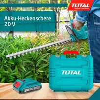 Grandininis pjūklas Total - Elektrinės akumuliatorinės gyvatvorių žirklės, su 2ah 20v akumuliatoriumi ir įkrovikliu, ilgaamžė baterija, lengvos, patogios naudoti, tikslus pjūvis: 460 mm ašmenys ir maksimalus pjovimo plotis 18 mm