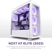 Nzxt H7 Elite 2023 - Cm-h71ew-02 - Atx Mid-tower žaidimų kompiuterio korpusas - Usb-c prievadas - grūdinto stiklo priekinis ir šoninis skydelis - 3 x F-series 140 mm Core Rgb ventiliatoriai įtraukti - paruoštas vandens aušinimui - baltas