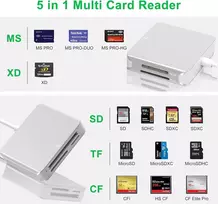 5-in-1 kortelių skaitytuvas, sd/tf/ms/cf/xd kortelių skaitytuvas, skirtas iphone/ipad/pc, lightning + usb a + usb c atminties stick pro duo adapteris, aliuminio atminties kortelių skaitytuvas usb c lightning otg adapteris, plug and play