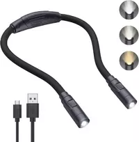 Criacr kaklo skaitymo lempa knygai, 3 spalvos ir reguliuojamas ryškumas, led knygos lempa, įkraunama usb led pakabinama lempa skaitymui, mezgimui, stovyklavimui, bėgiojimui, remontui