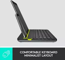 Logitech K480 belaidė bluetooth klaviatūra kompiuteriui, planšetiniam kompiuteriui ir išmaniajam telefonui, kelių įrenginių ir easy-switch funkcija, kompaktiškas dizainas, pc / mac / planšetinis kompiuteris / išmanusis telefonas, olandų qwerty išdėstymas