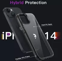 Jetech dėklas, skirtas iphone 14 6.1 colio, niekada negeltonuojantis telefono dėklas, atsparus smūgiams, apsauginis dėklas, atsparus įbrėžimams, skaidrus galinis dangtelis (juodas)