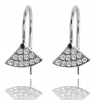 Vėduoklės su cirkoniais sidabriniai vaikiški auskarai