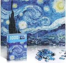 Žvaigždėtos nakties dėlionė 1000 detalių Van Gogh mini dėlionė suaugusiems meno kūrinių dėlionė šeimos žaidimas (starry Night)