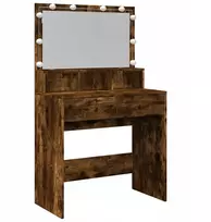 Kosmetinis staliukas su Led apšvietimu, dūminis ąžuolas, 80x41x134,5 cm