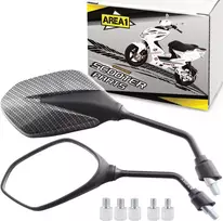 Area1 Scooter veidrodis carbon look, atv quad galinio vaizdo veidrodžių komplektas (dešinys + kairys) 2 x m8 dešinys + 1 x m8 kairys sriegis, suderinamas su sym tgb ksr nova el33