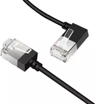 Dutevolns plonas cat 6 ethernet kabelis 90° kampu į kairę 0.5 m, itin plonas rj45 lan kabelis gigabitinis, skirtas mac, pc, maršrutizatoriui, ps4/5, (juodas)