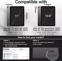 Jetech dėklas, skirtas Ipad Air 11 colių M3/m2 (2025/2024), Ipad Air 5/4 (2022/2020 5-osios/4-osios kartos, 10,9 colio) su pieštuko laikikliu, plonas dėklo stovas, apsauginis planšetinio kompiuterio dėklas, kelių kampų žiūrėjimas (pilka)