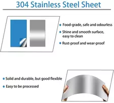 Tskdkit nerūdijančio plieno lakštas 0,5 mm nerūdijančio plieno plokštės 30 x 15 cm metalo lakštas 304 nerūdijančio plieno lakštas metalo plokštė remontui, kepimo skarda, sparno įdėklas ir t. t.