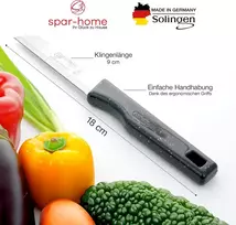 Spar-home® Solingen peilių rinkinys iš 12 dalių - aštrus daržovių peilis, nerūdijantis virtuvinis peilis, vaisių peilis, skutimo peilis, pjaustymo peilis, universalus peilis (juodas-12)