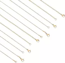 Unicraftale 12 vnt. vakuuminio padengimo nerūdijančio plieno aukso spalvos grandinėlių rinkiniai, metalinės grandys, įskaitant 8 vnt. 50/60,5 cm kabelines grandinėles ir 4 vnt. 45 cm gyvatės grandinėlės su omaro tipo užsegimais vėriniams