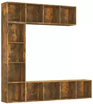 Spintelių knygoms/TV komplektas, 3 dalių, ąžuolo, 180x30x180 cm