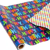 Hbell gimtadienio dovanų pakavimo popieriaus rulonas, 43 cm x 10 m. Linksmo gimtadienio pakavimo popierius, spalvingas taškuotas popierius vaikams, suaugusiems, dovanų dekoravimui, Velykų vakarėliui, "pasidaryk pats" amatams