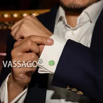 Keturlapio dobilo sąsagos vyrams, nerūdijančio plieno, žalio dobilo, airiškos, sėkmės dobilo sąsagos verslo vestuviniams marškiniams, papuošalai