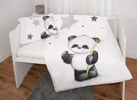 Herding patalynės komplektas Panda, pagalvės užvalkalas 40 x 60 cm, antklodės užvalkalas 100 x 135 cm