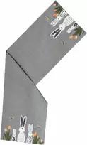 Texpot stalo takelis 40 x 140 cm su siuviniais Velykų zuikutis Pilkos gėlės Velykos Pavasaris