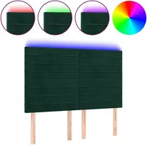 Lova Galvūgalis su LED, tamsiai žalias, 144x5x118/128cm, aksomas