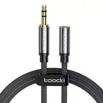 Hoco Toocki 3.5mm male to 3.5mm female Trs Aux audio kabelis 2m pilkas Mod3