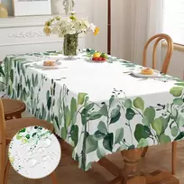 Ievery stačiakampė staltiesė, atspari dėmėms, dengta gėlių raštu, 110x140cm, lauko staltiesė, vandeniui atsparus poliesterio stalo apsauga valgomajam, sodui, virtuvei (eucalyptus)