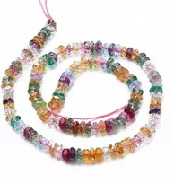 Krištoliniai stiklo karoliukai, skaidrūs, briaunuoti, Mix, 6x3mm, 125vnt/35cm