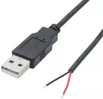 Riertostng 2 m Usb A kištukas su 2 kontaktų plikais laidais, Usb 2.0 A kištuko atviru galu maitinimo kabelis, skirtas Usb įrenginiams arba "pasidaryk pats" pakeitimo priežiūros maitinimo kabelis (2 vnt.)