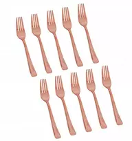 Vienkartiniai plastikiniai stalo įrankiai šakutės Rose Gold