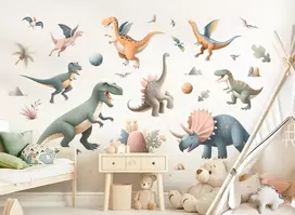 Little Deco sienų lipdukas dinozaurų rinkinys sienų lipdukas T-rex gyvūnai vaikų kambariui berniukams sienų lipdukas kūdikių kambariui dino dekoracija lipdukas Dl5051-03