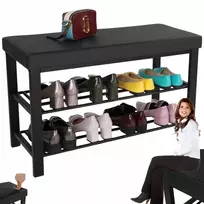 Batų spintelė su odine sėdyne lentyna metalinis rėmas 81cm