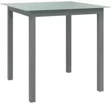 Sodo stalas, šviesiai pilkos, 80x80x74cm, aliuminis ir stiklas