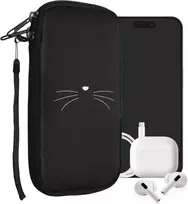 Kwmobile mobiliojo telefono dėklas išmaniesiems telefonams xxl - 7 colių - neopreno mobiliojo telefono dėklo dangtelis - cat miau baltas juodas - 17.7 x 8.5 cm vidiniai matmenys