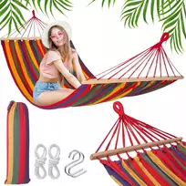 Bluegarden Dvivietis sodo hamakas su skersiniu, didelis Xxl 200x150cm, turistinis, 200kg