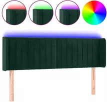 Lova Galvūgalis su LED, tamsiai žalias, 147x16x78/88cm, aksomas