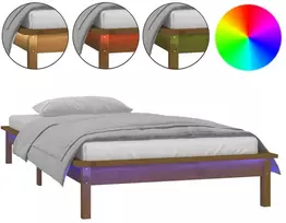 Lova Lovos rėmas su LED, medaus rudas, 100x200cm, medienos masyvas