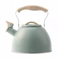 Virdulys Nerūdijančio plieno arbatinukas su švilpuku, greitai užverda, ergonomiškos žalios spalvos