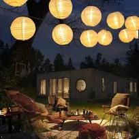 Lqwell® saulės energija įkraunamos dekoratyvinės lemputės-žibintai lauko sąlygoms, 8 m 30 Led, 2 režimai, atsparios vandeniui, saulės energija įkraunamas pakabinamas šviestuvas sodo dekoravimui, šilta balta spalva, skirtas balkonui, vestuvėms, kiemui, vak