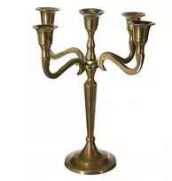 Atmosphera Žvakidė 5 žvakėms, metalinė auksinė glam žvakidė