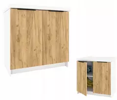 Krak Meble Pastatoma virtuvės spintelė Kira, Balta/craft 80cm stalviršis, tylus uždarymas