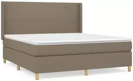 Lova su spyruoklėmis ir čiužiniu, taupe, 160x200 cm, audinys
