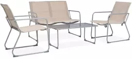 Lauko baldų komplektas Sodo poilsio komplektas, 4 dalių, kreminis, audinys ir plienas