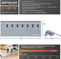Csl Usb 3.2 Gen2 7 prievadų centras, 10Gbps, su maitinimo adapteriu