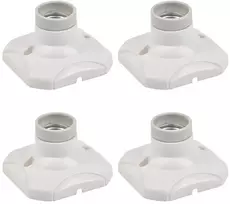 Doduos E27 Led lempos lizdų rinkinys (4 vnt.) sienoms ir luboms, lemputės pagrindas koridoriams, laiptinėms, balkonams, spintelėms, rūsiams (220–250 V, kvadratinis, baltas)