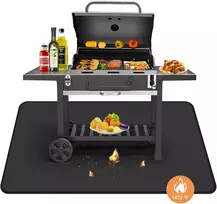 Digiroot ugniai atsparus kilimėlis 100 x 180 cm, sulankstomas grilio kilimėlis, grindų apsauga, silikoninis stiklo pluošto karščiui ir vandeniui atsparus grilio kilimėlis bbq griliams, židiniui, grindims, vejai ir stovyklavimui, juodas