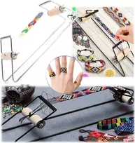 Mumisuto karoliukų staklės, "pasidaryk pats" audimo metalinė rankų darbo mezgimo mašina juvelyrinių dirbinių staklės karoliukų staklių rinkinys pradedantiesiems, skirtas vėriniams, apyrankėms, juvelyrinių dirbinių karoliukų amatams (juoda)