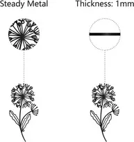 Plakatas Creatcabin metalinė sienų dekoracija "dandelion", geležinė gėlės sienų dekoracija, pakabinama, juoda, tuščiavidurė, simetriška silueto dekoracija, ornamentas, geležinis ženklas studijai, namams, biurui, dekoracija, dovana, juoda, 30 x 15 cm