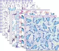 Cc home 24 lapų violetinės spalvos drugelio rašto scrapbooking popierius, 12 dizainų dvipusis 30 x 30 cm kvadratas, rankdarbiai ir dekoravimas