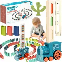 Traukinys lokomotyvas automatinis domino kaladėlių dėliojimo žaislas