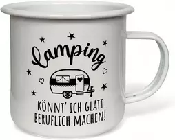 Mijoma emaliuotas puodelis su motyvų atspaudu - 450 ml kempingo kavos puodelis, lengvas, tvirtas, emaliuota rankena, idealus kaip gėrimo puodelis (camping Can I Do)