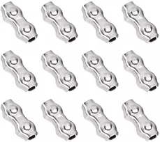 12 vnt. M3 nerūdijančio plieno trosų spaustuvai, dvigubas spaustuvas lynams, dvigubas spaustuvas trosui, 3 mm trosų spaustuvas, 304 nerūdijantis plienas, plieniniam trosui, skalbinių virvei, markizei tvirtinti